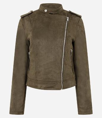 Jaqueta Biker em Suede com Zíper