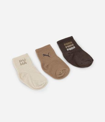 Kit 03 Pares de Meias Infantil Cano Médio Puma – Tam 0 a 12 Meses