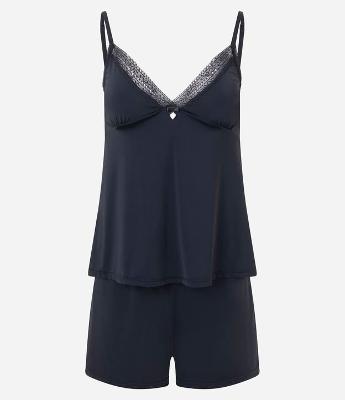 Pijama Short Doll de Alcinha em Microfibra com Pingente de Coração