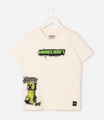 Camiseta Infantil com Lettering Minecraft em Relevo – Tam 5 a 14 Anos