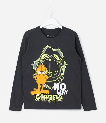 Camiseta Infantil com Estampa Garfield Neon – Tam 5 a 14 Anos