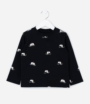Camiseta Infantil com Estampa de Carrinhos de Polícia – Tam 1 a 6 Anos