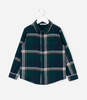 Camisa Infantil Manga Longa em Flanela Xadrez – Tam 5 a 14 Anos