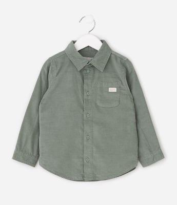 Camisa Infantil em Veludo Cotelê com Bolso – Tam 1 a 6 Anos