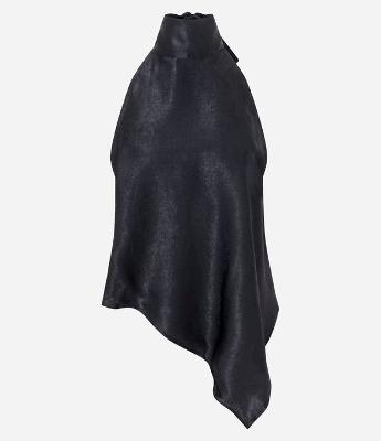 Blusa Frente Única em Cetim com Amarração nas Costas