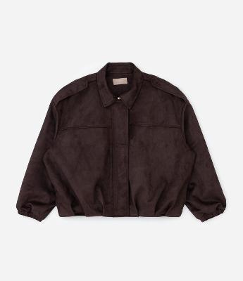 Jaqueta Bomber em Suede com Modelagem Balonê Curve & Plus Size