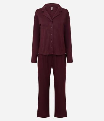 Pijama Longo Ribana Modelo Americano com Cós Acetinado