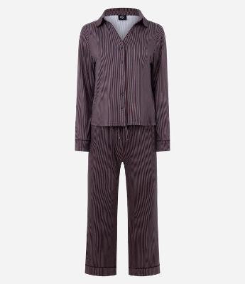 Pijama Feminino Longo Americano Toque Suave Listrado