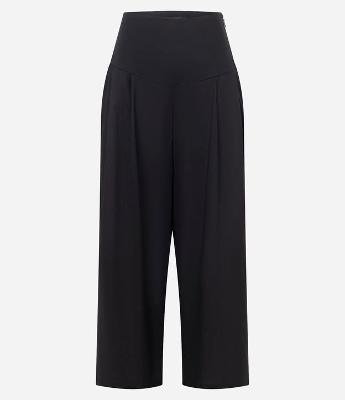 Calça Pantalona Ampla Alfaiatada em Tricoline com Pregas