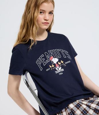 Camiseta Regular em Algodão com Estampa Peanuts