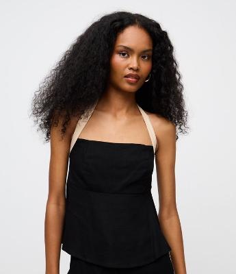 Blusa Frente Única em Viscolinho com Decote Quadrado