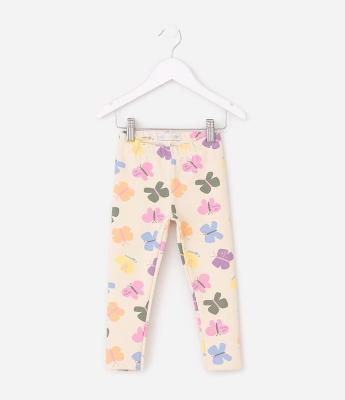 Calça Infantil Legging com Estampa de Borboletas – Tam 1 a 6 Anos