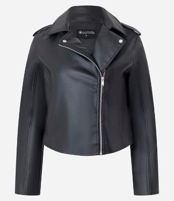 Jaqueta Leve em PU Estilo Biker com Zíper