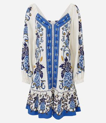 Vestido Curto Floral com Decote V