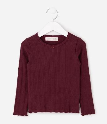 Blusa Infantil Manga Longa Texturizada – Tam 1 a 6 Anos
