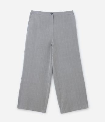 Calça Alfaiatada Wide Xadrez Alongada Curve & Plus Size