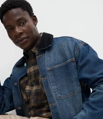 Jaqueta Oversized em Jeans com Gola de Veludo