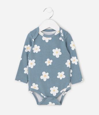 Body Infantil Manga Longa com Estampa Floral Bold – Tam 0 a 18 Meses