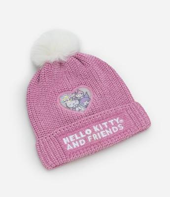 Touca Infantil em Tricô com Estampa Hello Kitty e Amigos  – Tam U