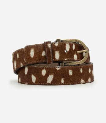 Cinto Médio em Couro com Estampa Animal Print