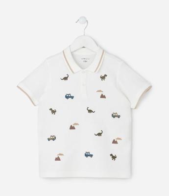 Camisa Polo Infantil com Bordado de Animais – Tam 1 a 6 Anos