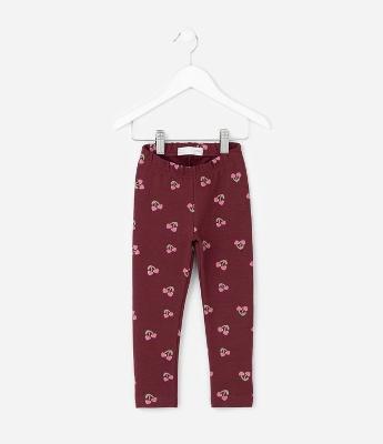 Calça Infantil em Moletinho com Estampa de Cerejas – Tam 1 a 6 Anos