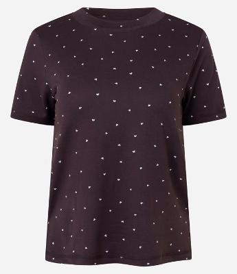 Blusa de Pijama em Peach Touch com Estampa de Coração