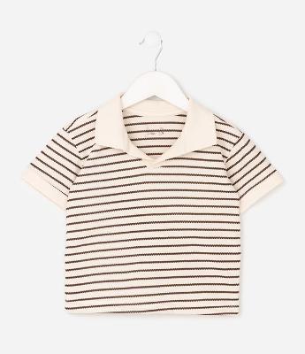 Camiseta Polo Infantil Texturizada Listrada – Tam 1 a 6 Anos