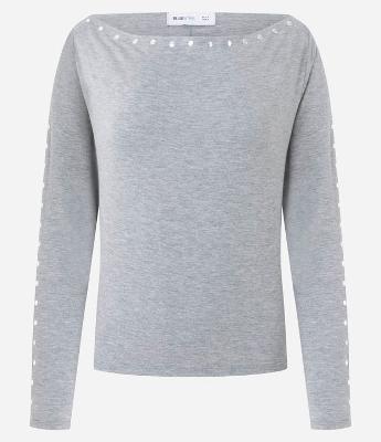 Blusa Ombro a Ombro em Viscolinho com Tachinhas Contrastantes