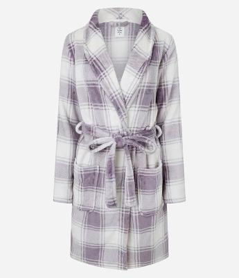 Robe Regular em Fleece com Estampa Xadrez