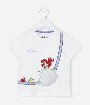 Camiseta Infantil Slim com Bolsa Aplicada Ariel - Tam 1 - 6 Anos