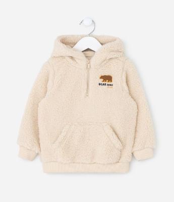 Casaco Infantil em Sherpa com Bordado de Urso – Tam 1 a 6 Anos