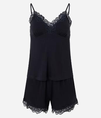 Pijama Curto em Viscolycra com Renda Floral
