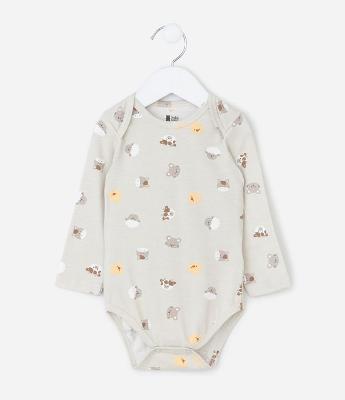 Body Infantil com Estampa de Animais da Fazenda – Tam 0 a 18 Meses