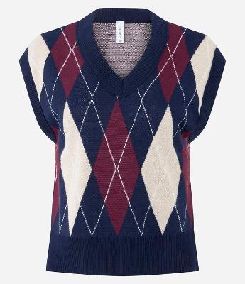 Blusa em Tricô com Estampa Xadrez Argyle