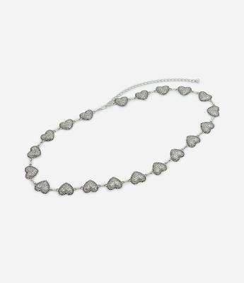 Cinto Metal Texturizado com Corações Curve & Plus Size