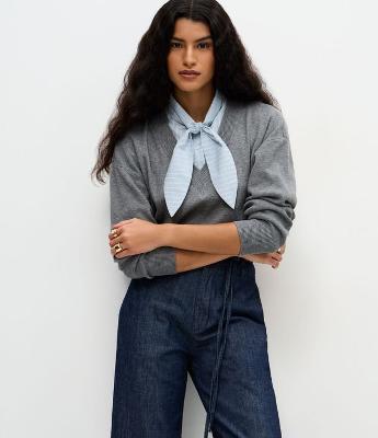 Suéter Regular em Tricô com Efeito de Camisa Sobreposta