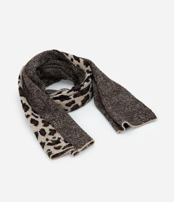 Cachecol Animal Print em Tricô Jacquard