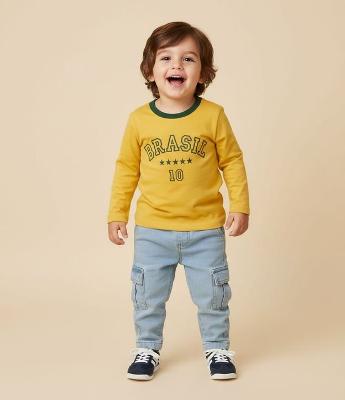 Camiseta Infantil Esportiva com Estampa Brasil – Tam 1 a 6 Anos
