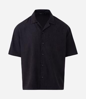 Camisa Manga Curta Suede com Gola Bowling