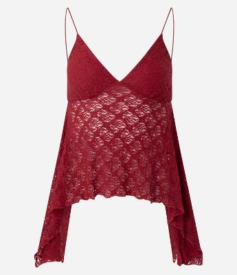 Blusa de Alcinha em Renda com Textura e Pontas Assimétricas