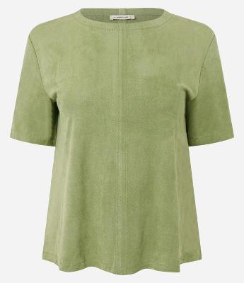 Blusa Regular em Suede com Manga Curta