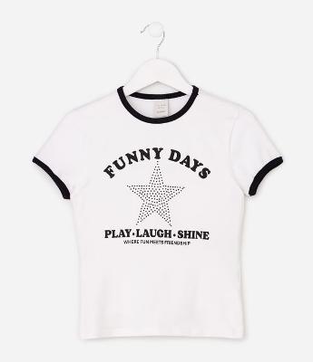 Blusa Infantil Baby Look com Estampa Estrela – Tam 5 a 14 Anos
