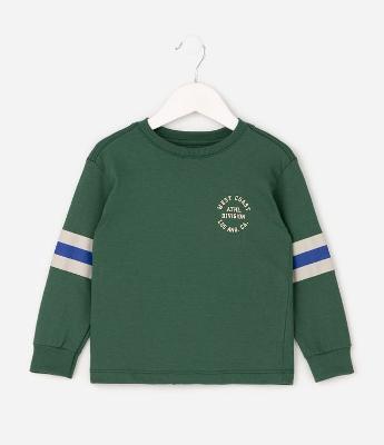 Camiseta Infantil Manga Longa Listrada com – Tam 1 a 6 Anos