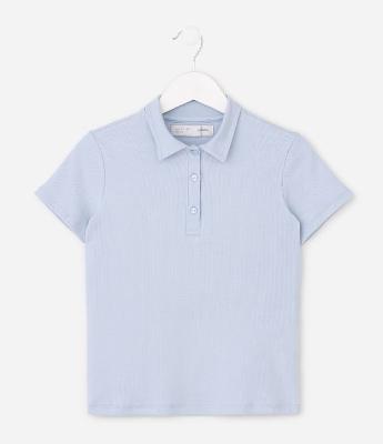 Blusa Infantil Baby Look com Gola Polo – Tam 5 a 16 Anos