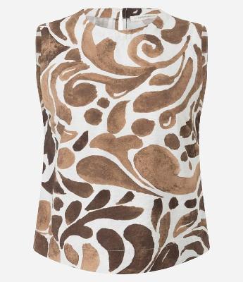 Blusa em Viscose com Alça Larga e Estampa Abstrata