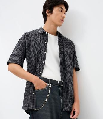 Camisa Manga Curta em Tricoline Xadrez