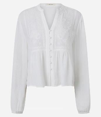 Blusa Bata em Viscose com Bordado Frontal