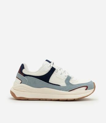 Tênis Jogging em PU com Recortes Contrastantes