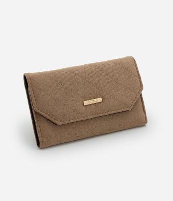 Carteira Envelope Média em Suede com Compartimentos